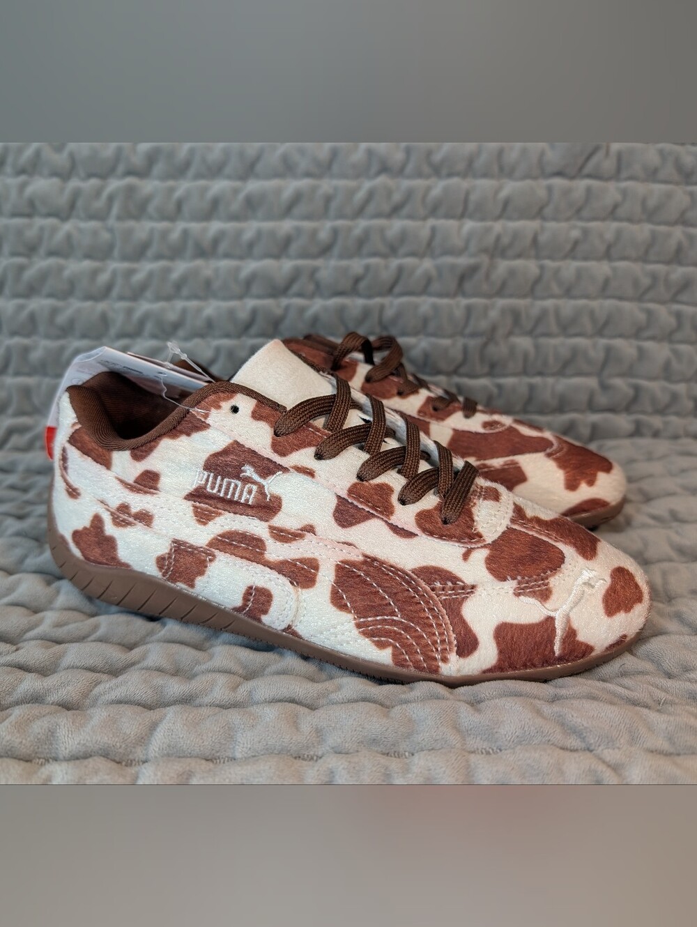 PUMA Speedcat Cow Print Women's 6.5 Sneakers Chocolate Brown/Gum 40614101